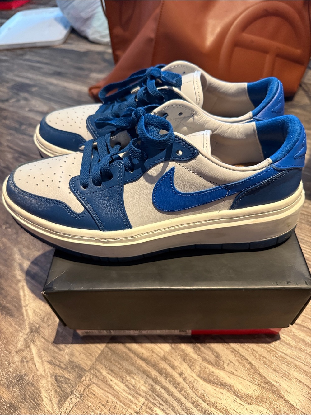 Jordan Men's Low-Top Sneakers in Blue and White - Picture 5 of 7